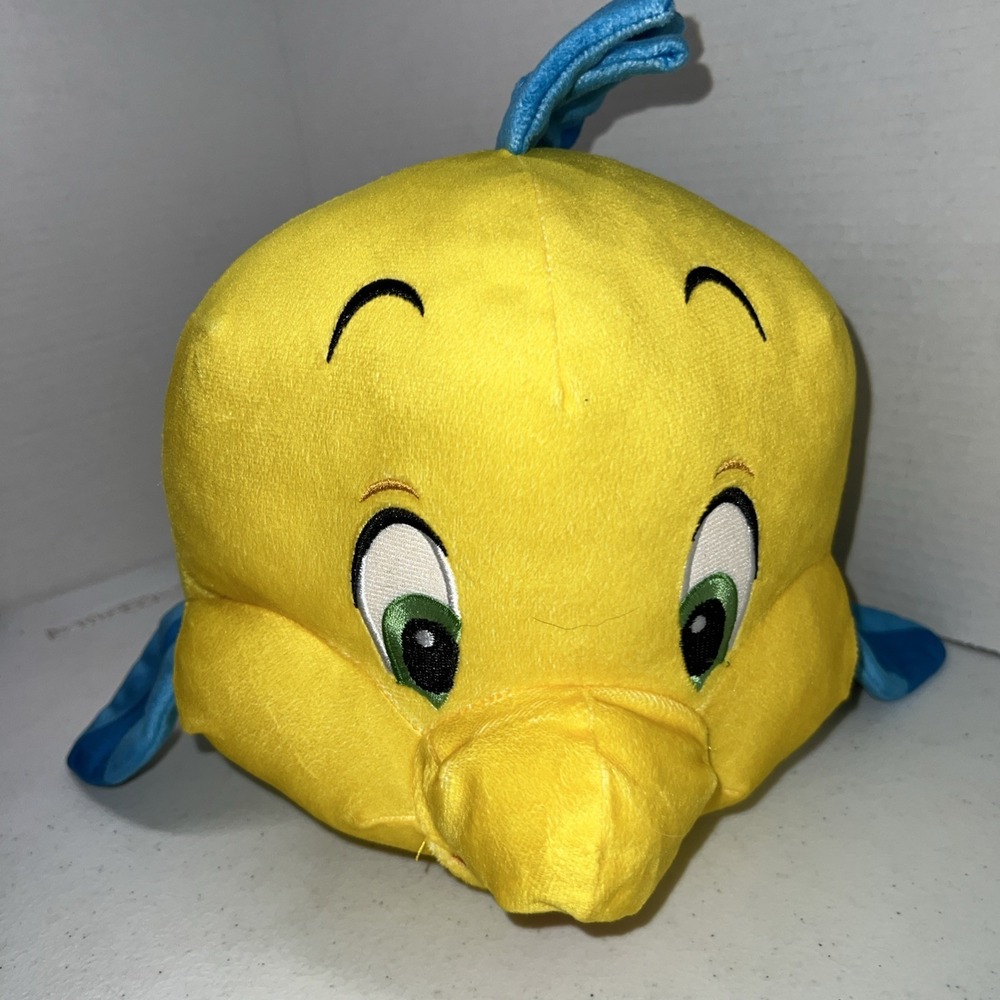 Disney Princess Little Mermaid‎ 13" Flounder Plush Fish Cuddle Pillow Toy